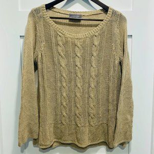 Wooden Ships S/M Beige Cable Knit Pullover Sweater